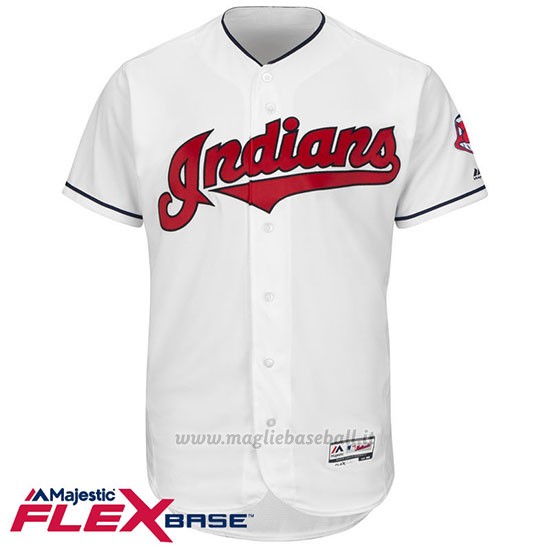 Maglia Baseball Uomo Cleveland Indians Blank Bianco Flex Base Autentico Collezione